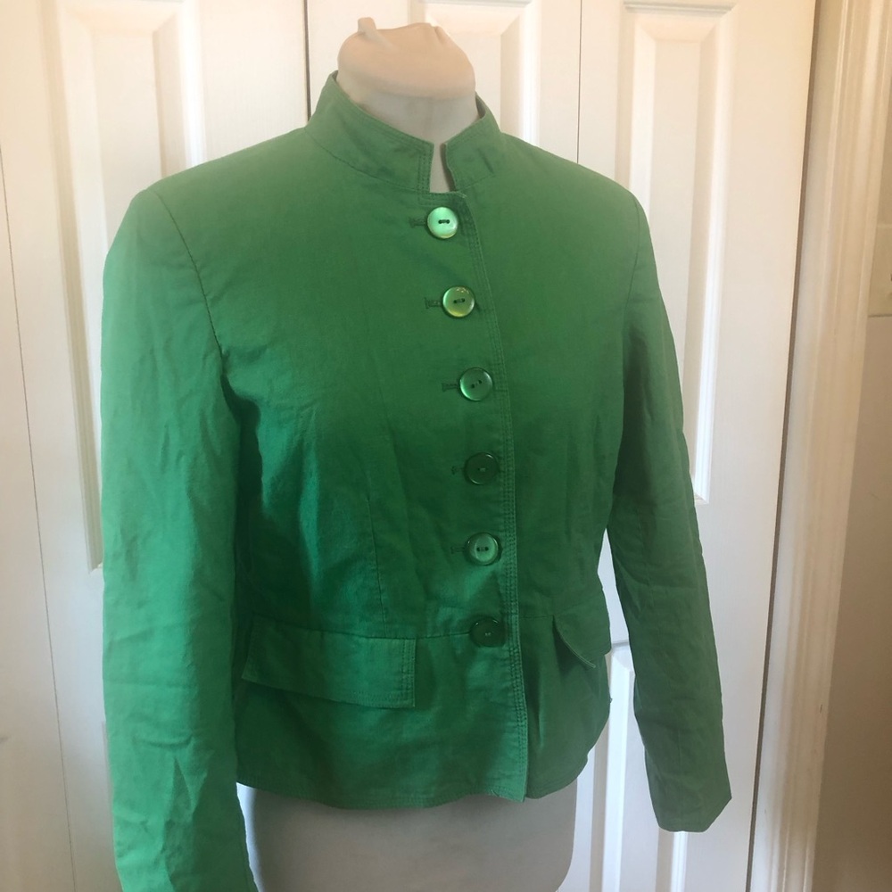 Chadwicks Emerald Green Stand-Collar Button Blazer